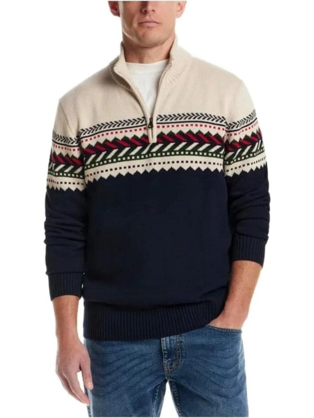 NWT Weatherproof Vintage Men's M Holiday Sweater Half-Zip Pullover  e1620